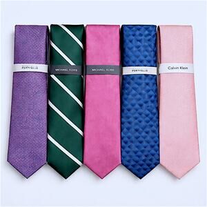 Designer Tie Lot of 5 - Michael Kors, Perry Ellis, Calvin Klein Silk Blend - NWT